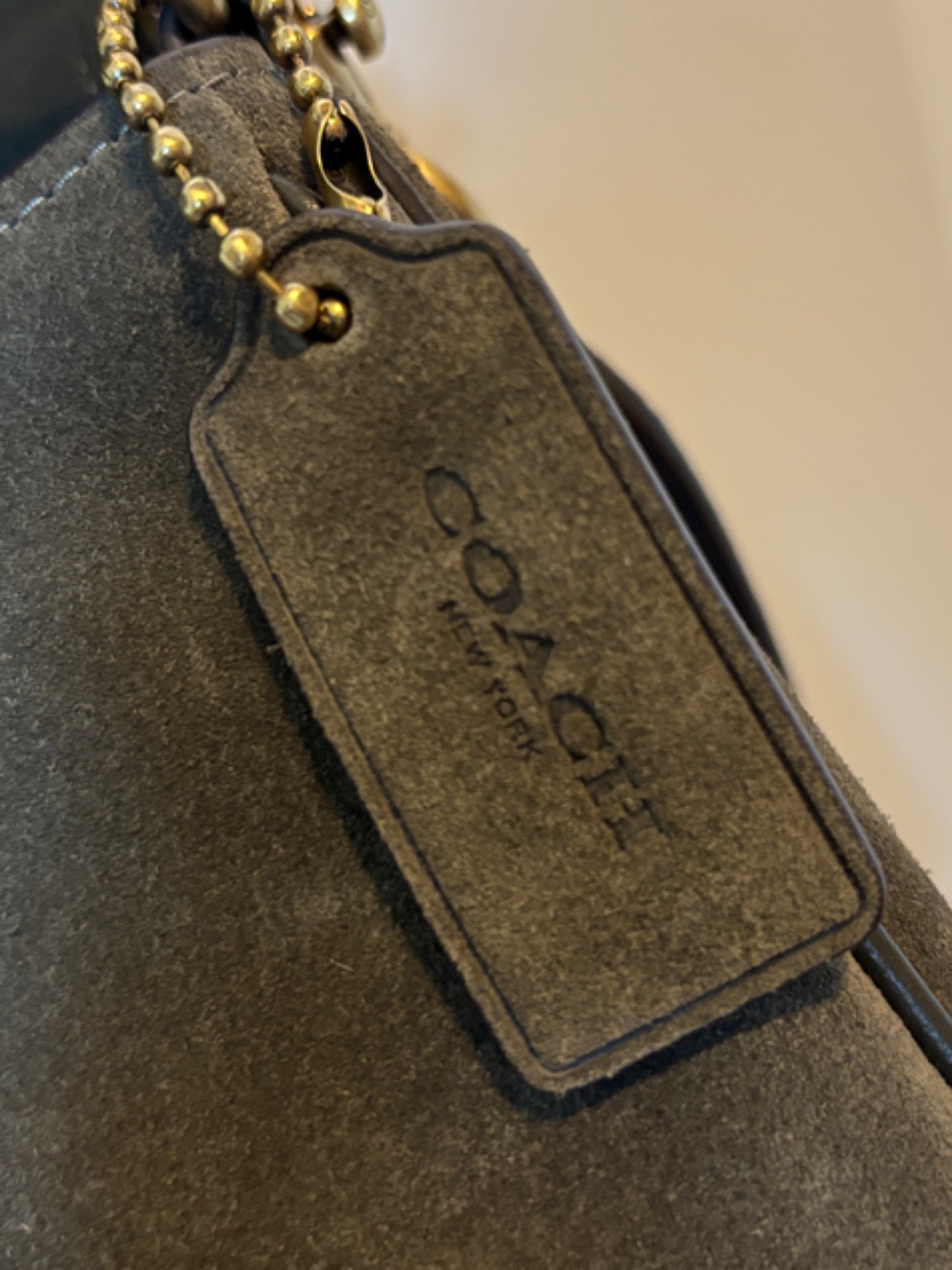 Coach Soft Tabby Olive Suede Shoulder Bag - Picture 7 of 15